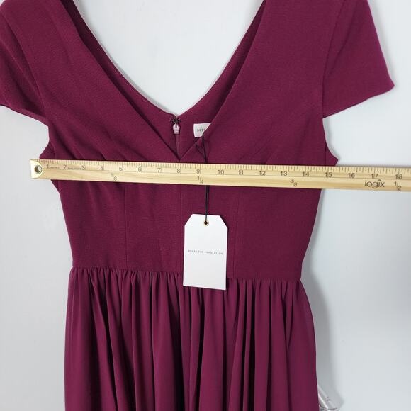 Dress The Population Fit & Flare Cocktail Dress Size XS Magenta Pleated Chiffon - Picture 7 of 12